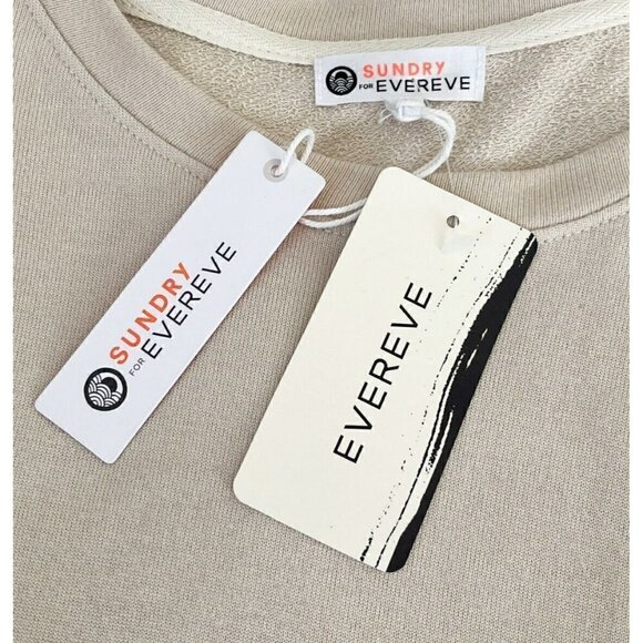SUNDRY X EVEREVE NWT Ivory Trapeze Sweatshirt w/ Yellow Stripes  Sz 4 (XL) NWT - Picture 5 of 10